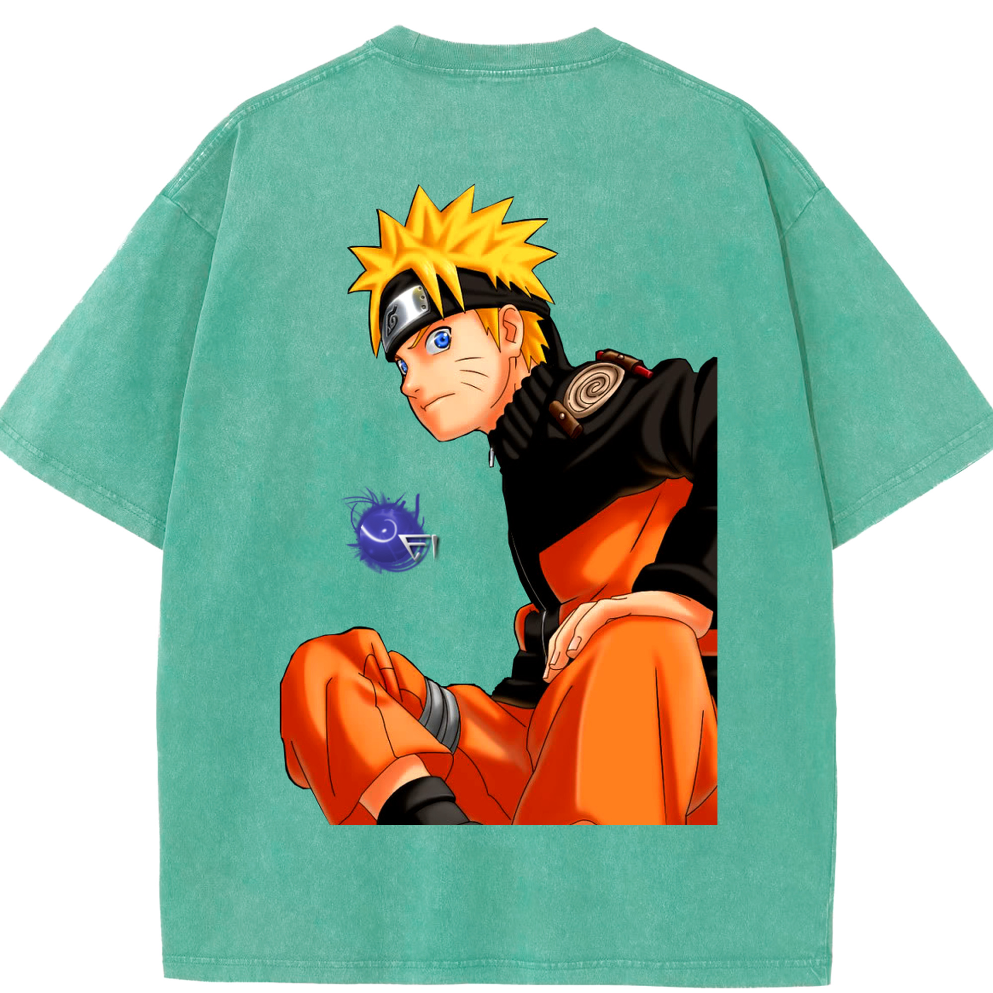 （画像用） NARUTO -ナルト- うずまき ナルト Uzumaki Naruto 綿100% ヴィンテージ風 半袖Tシャツ（背面プリント）